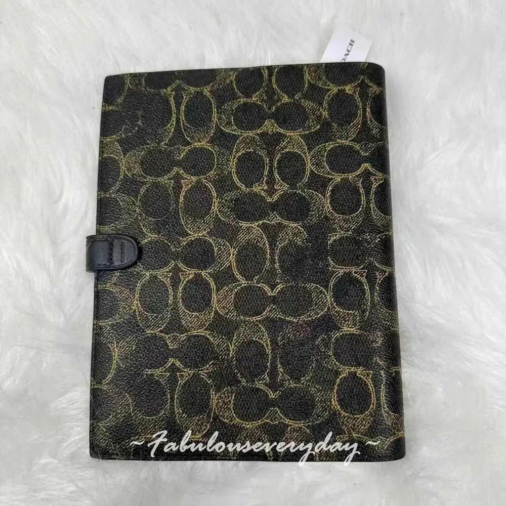 Coach Notebook In Loved Signature Canvas/Smooth Leather/Gold/Brown CDX99 NWT